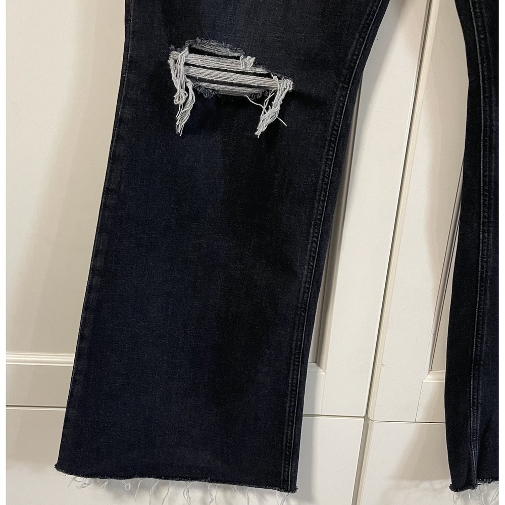 Hudson Jodie High Rise Cropped Flare Jeans Faded Noir Distressed Black Size 32 - Picture 3 of 7